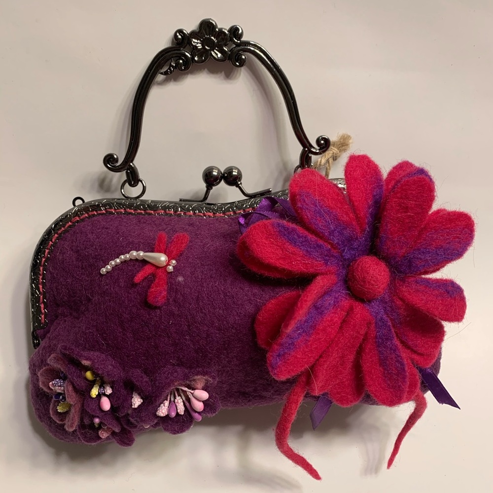 handmade wool felt chic purse